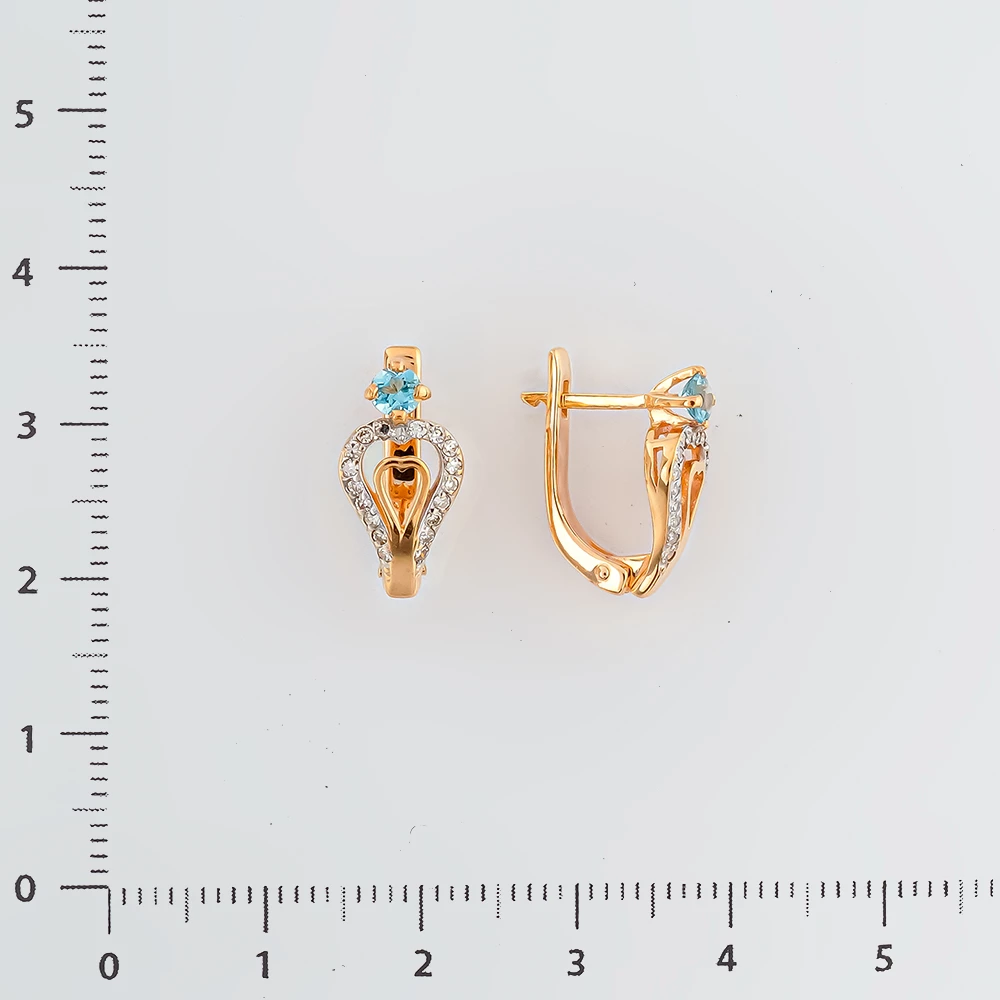 Серьги с топазом из красного золота 585 пробы