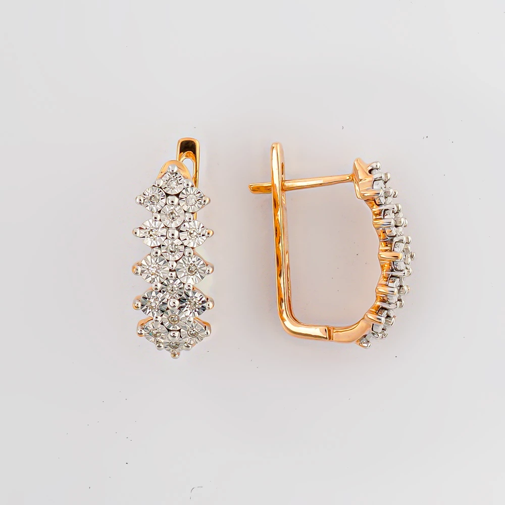 Серьги с бриллиантом из красного золота 585 пробы