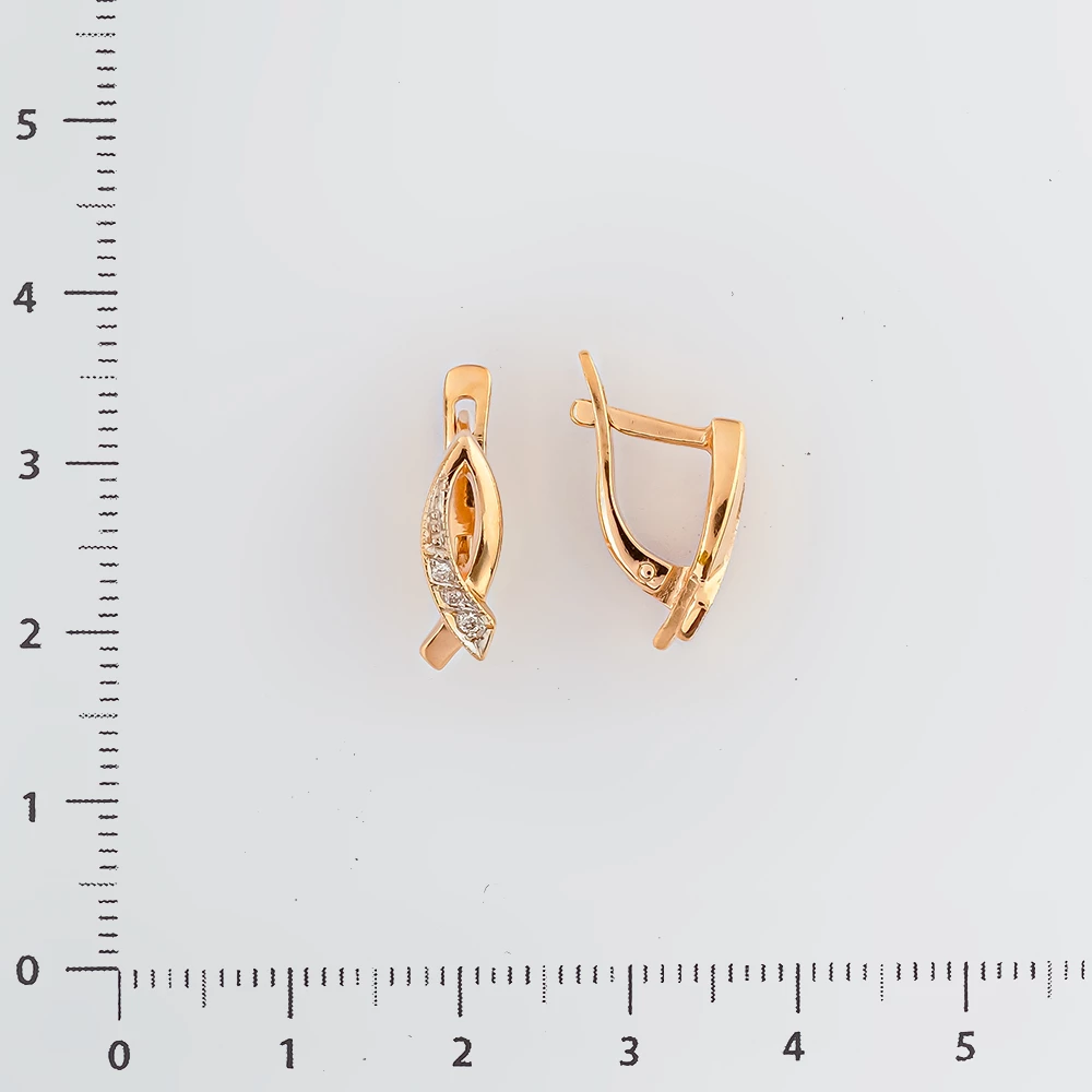 Серьги с бриллиантом из красного золота 585 пробы