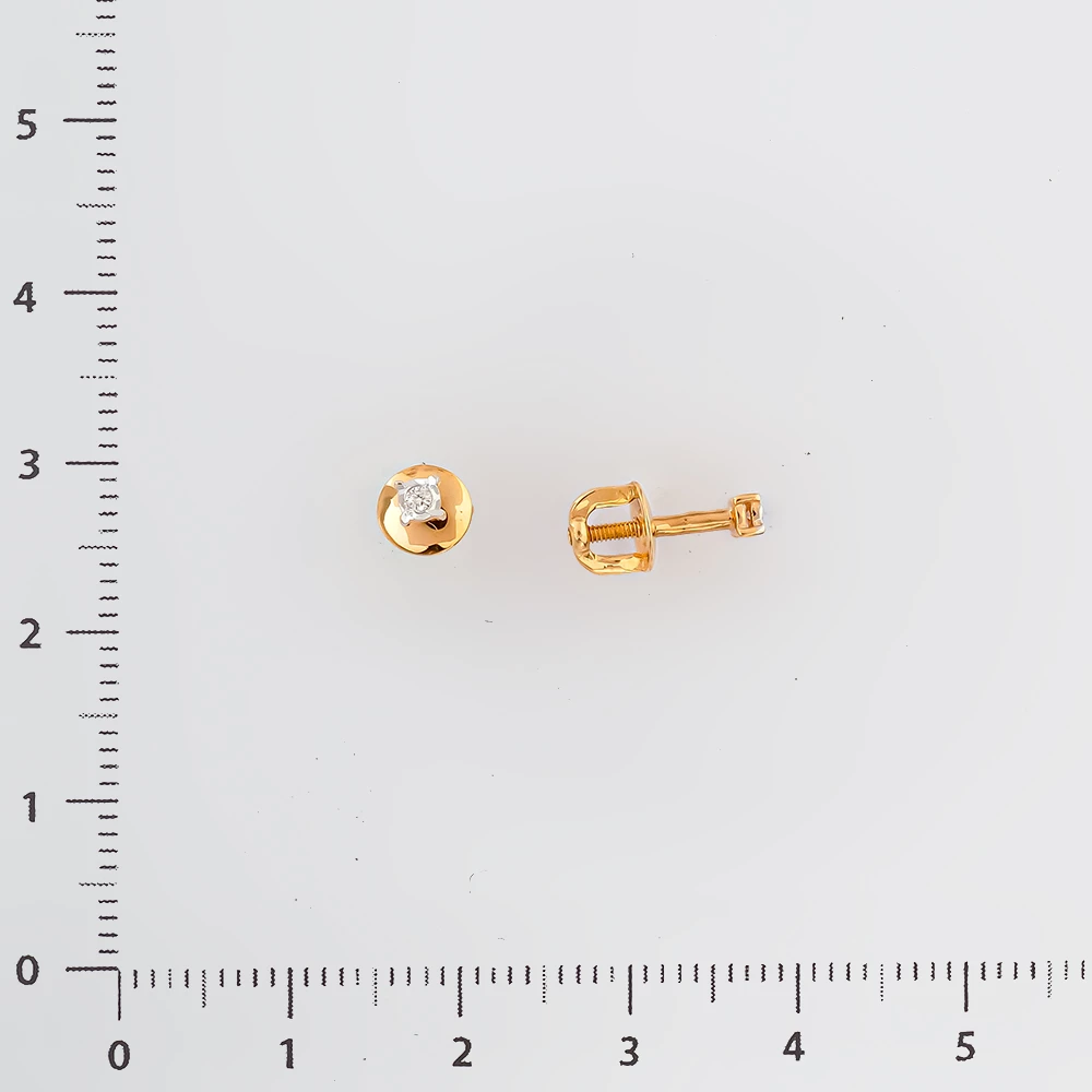 Серьги с бриллиантом из красного золота 585 пробы