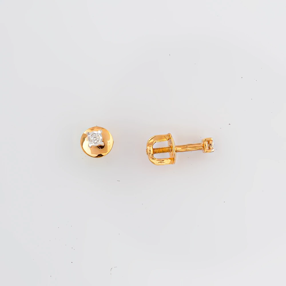 Серьги с бриллиантом из красного золота 585 пробы