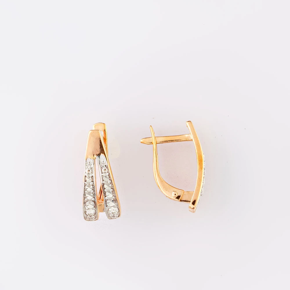 Серьги с бриллиантом из красного золота 585 пробы