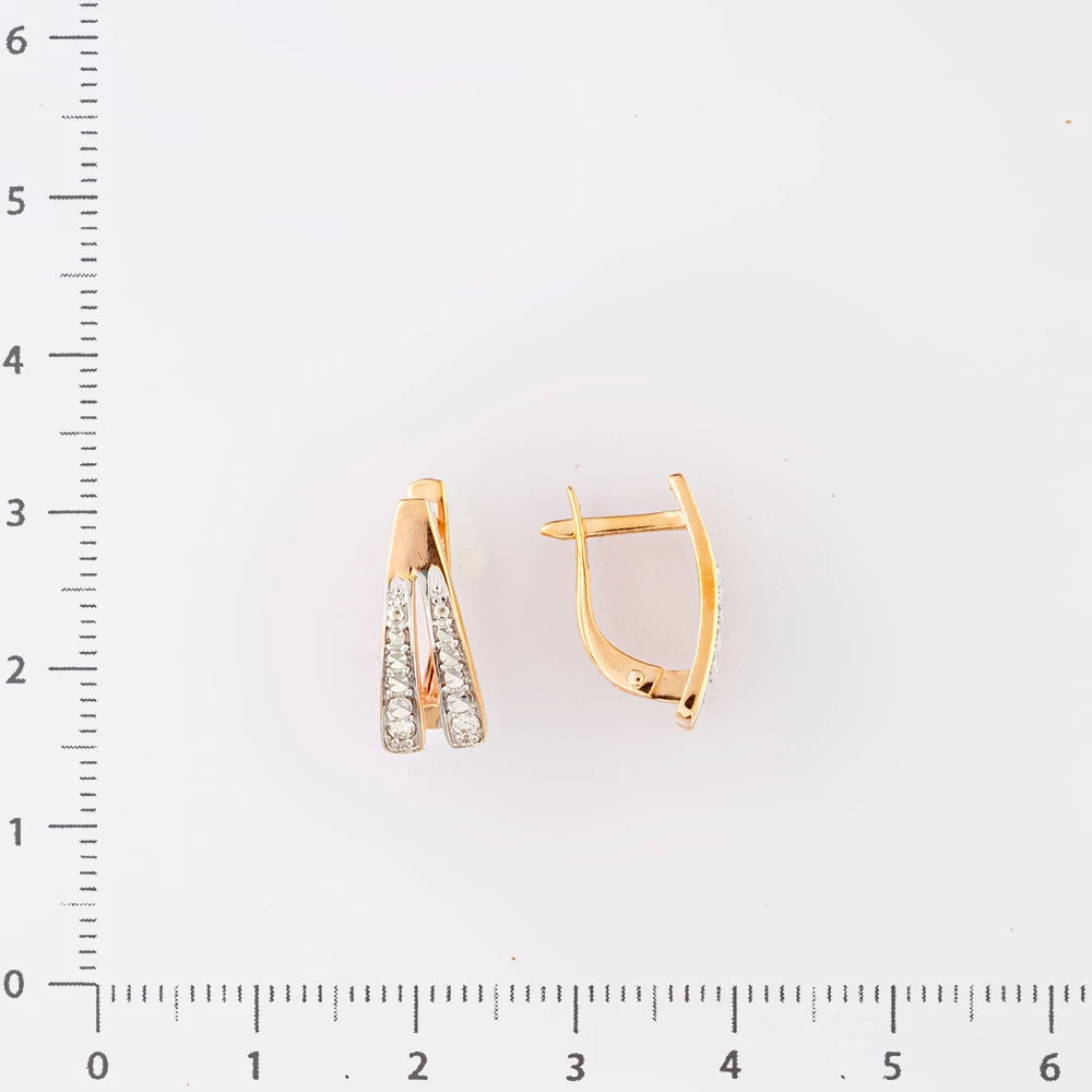 Серьги с бриллиантом из красного золота 585 пробы