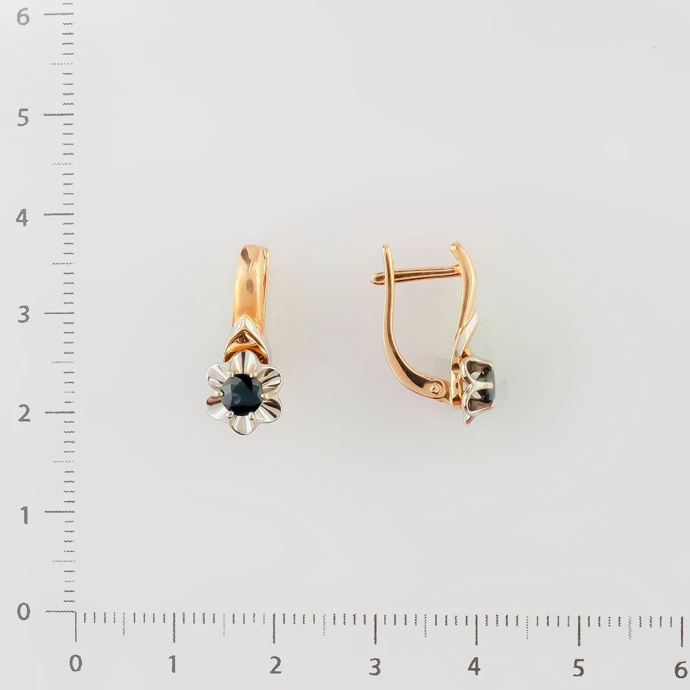 Серьги с сапфиром из красного золота 585 пробы