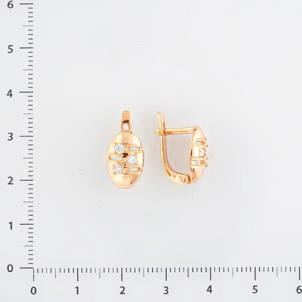 Серьги с фианитом из красного золота 585 пробы