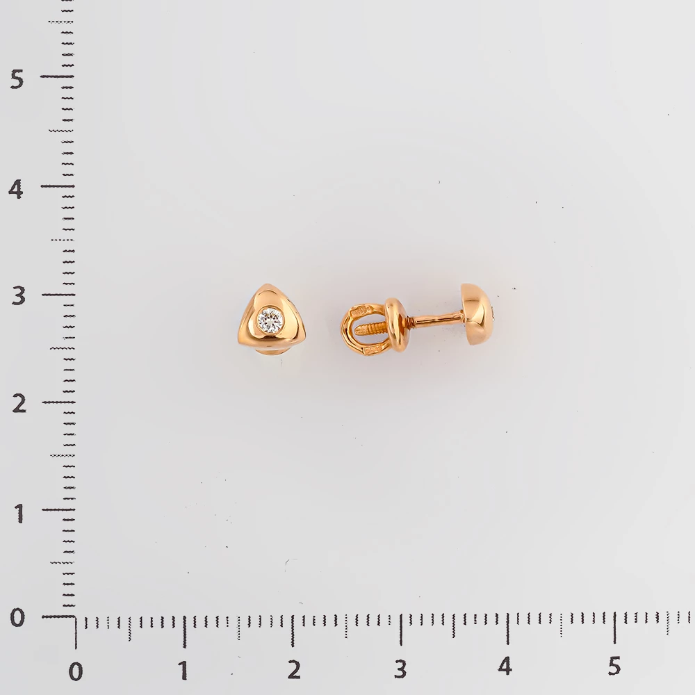 Серьги с бриллиантом из красного золота 585 пробы