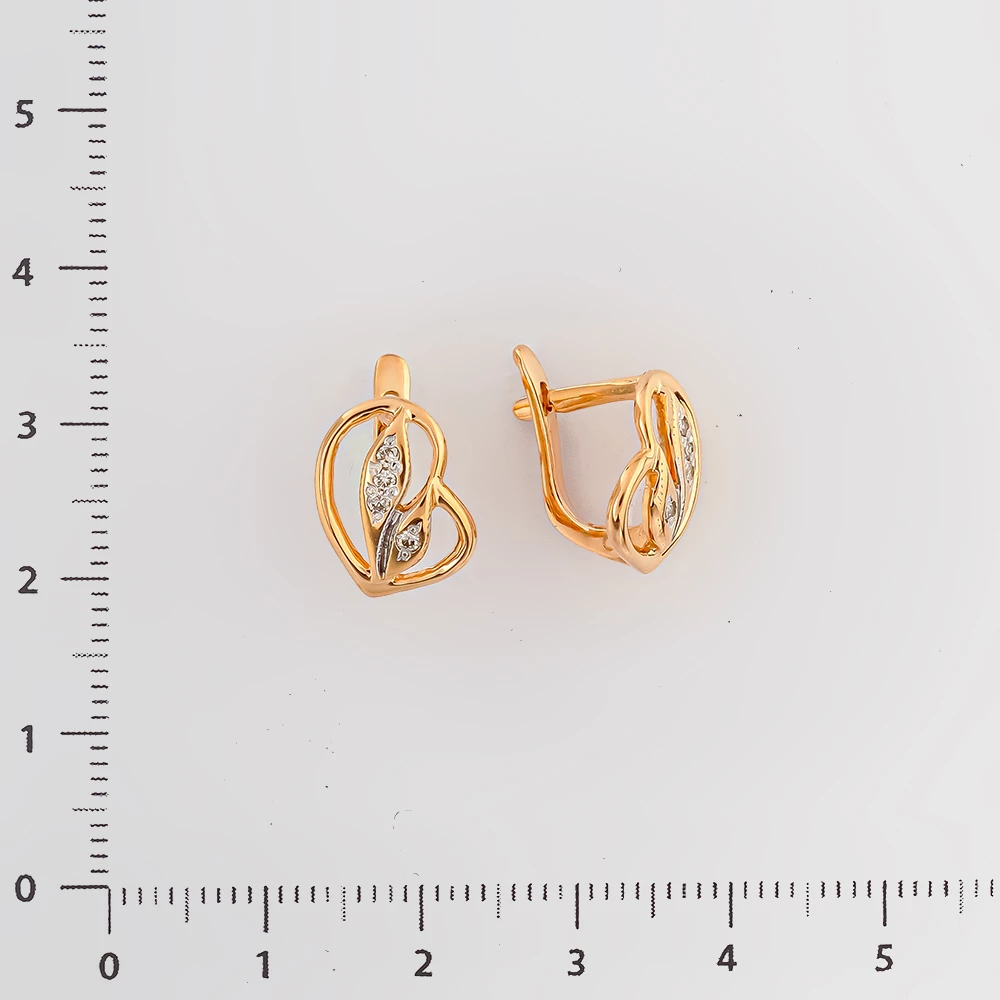 Серьги с бриллиантом из красного золота 585 пробы