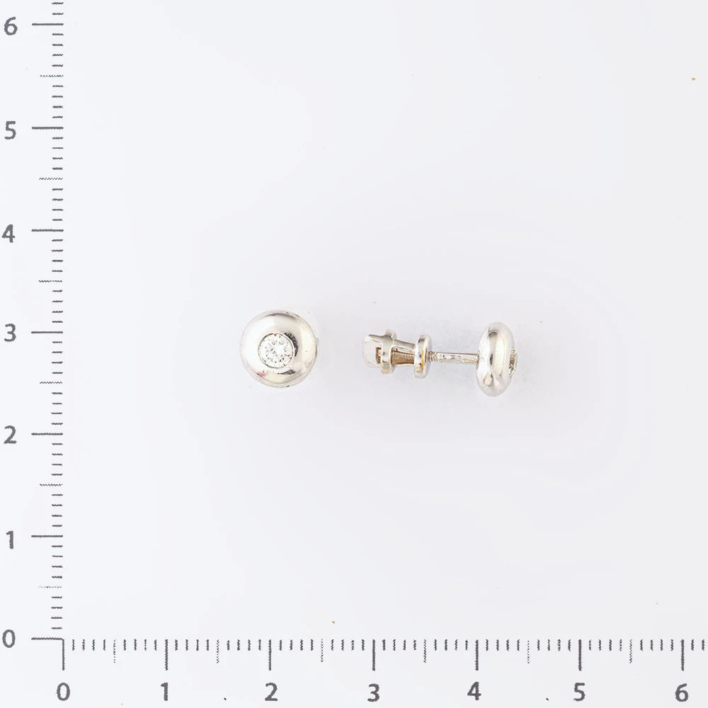 Серьги с бриллиантом из белого золота 585 пробы