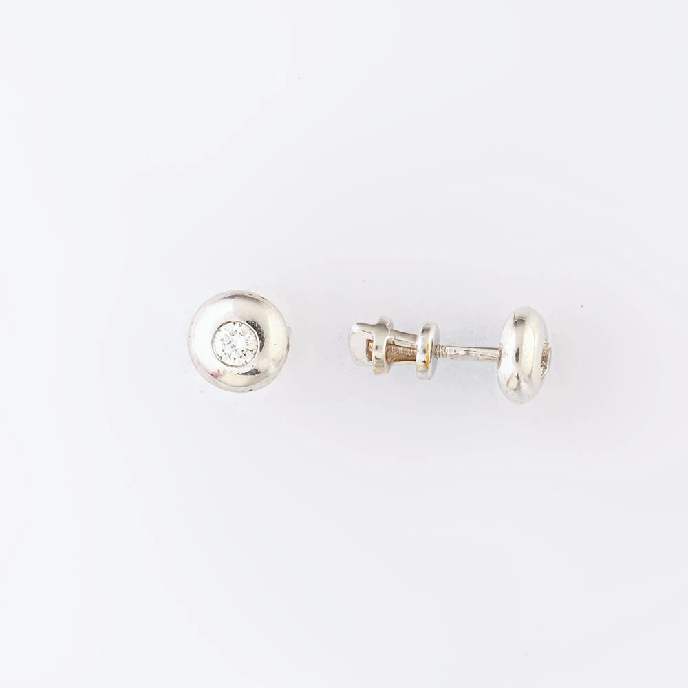 Серьги с бриллиантом из белого золота 585 пробы