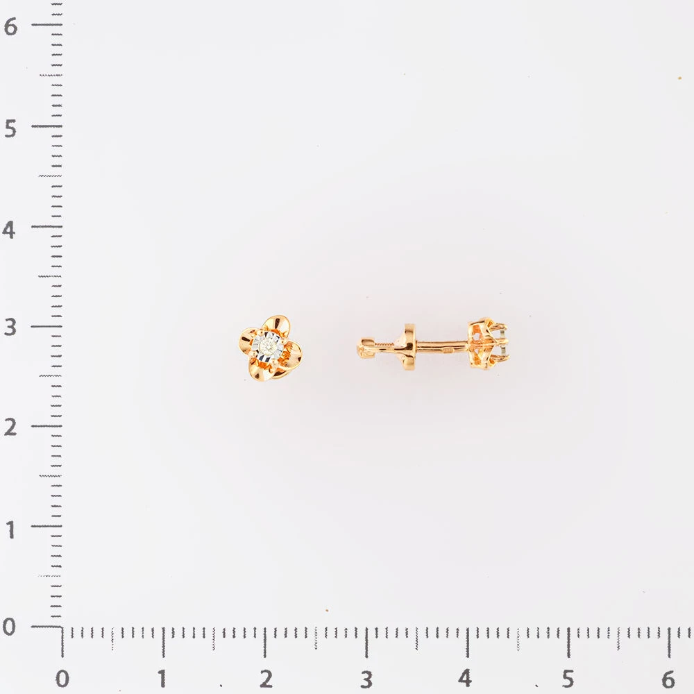 Серьги с бриллиантом из красного золота 585 пробы
