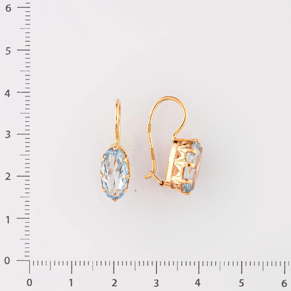 Серьги с топазом из красного золота 583 пробы