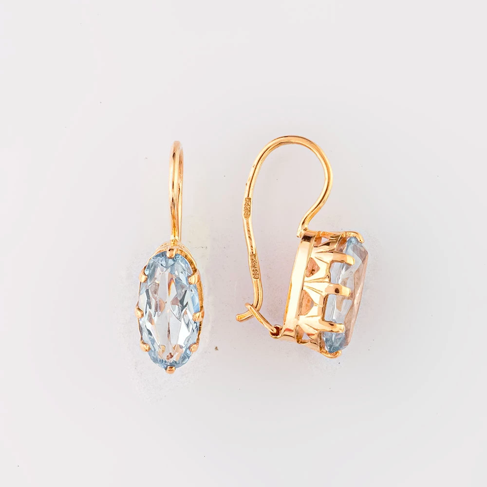 Серьги с топазом из красного золота 583 пробы