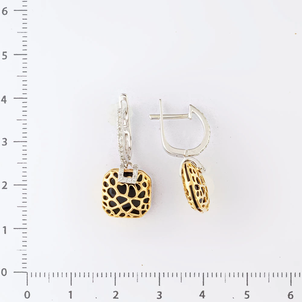 Серьги с бриллиантом из желтого золота 585 пробы