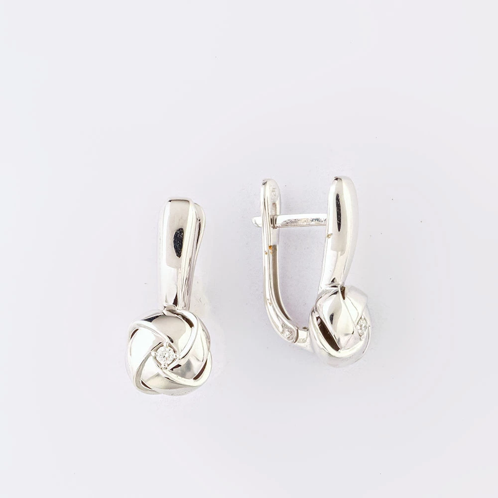 Серьги с бриллиантом из белого золота 585 пробы