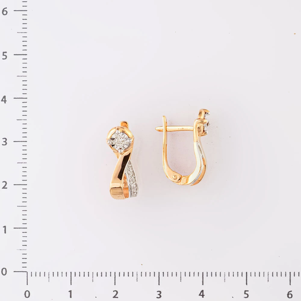 Серьги с бриллиантом из красного золота 585 пробы
