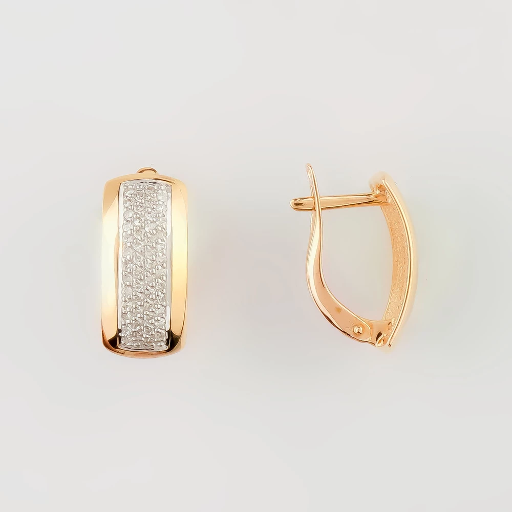 Серьги с бриллиантом из красного золота 585 пробы