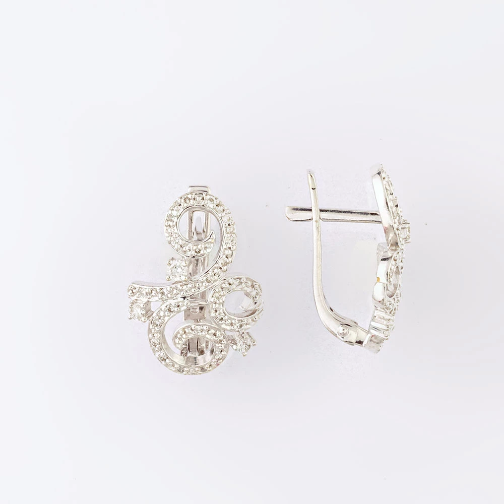 Серьги с бриллиантом из белого золота 585 пробы