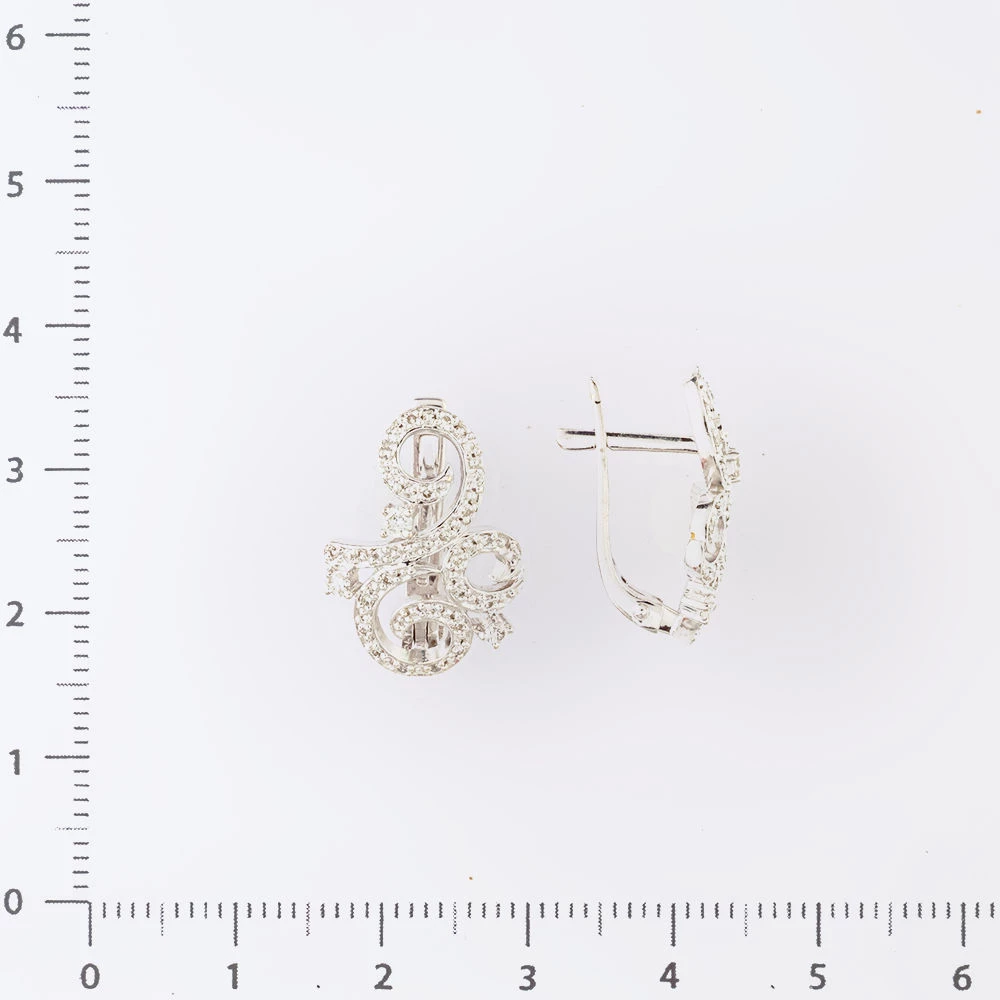 Серьги с бриллиантом из белого золота 585 пробы