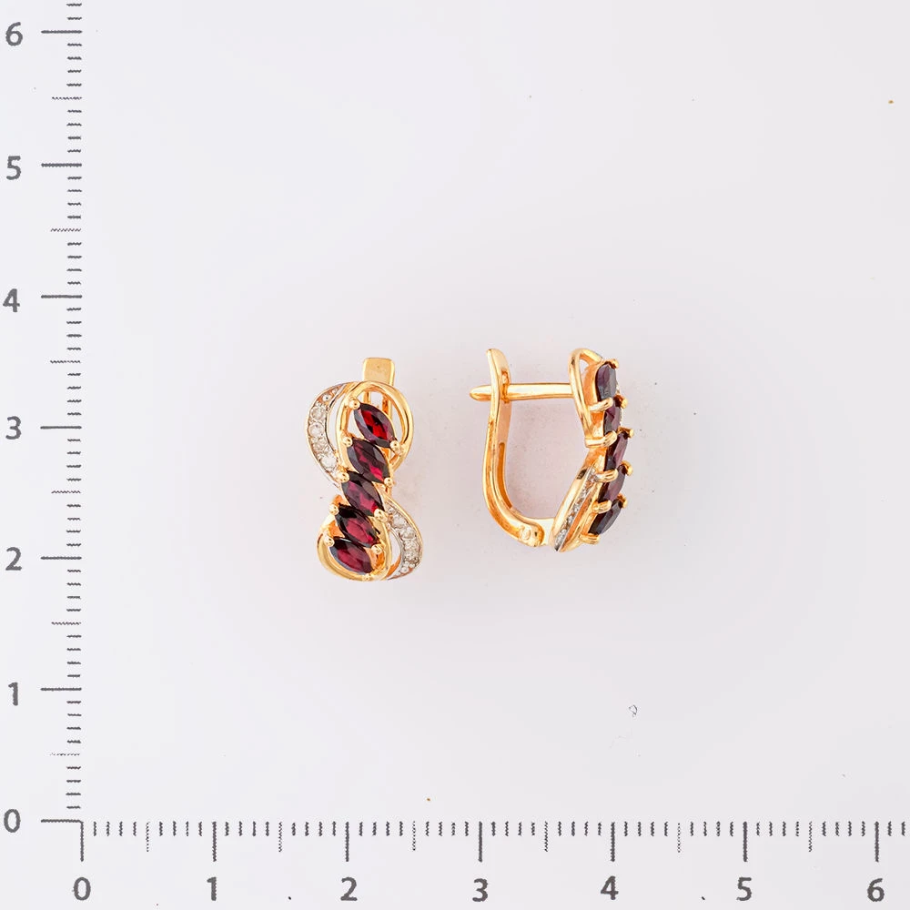 Серьги с гранатом из красного золота 585 пробы