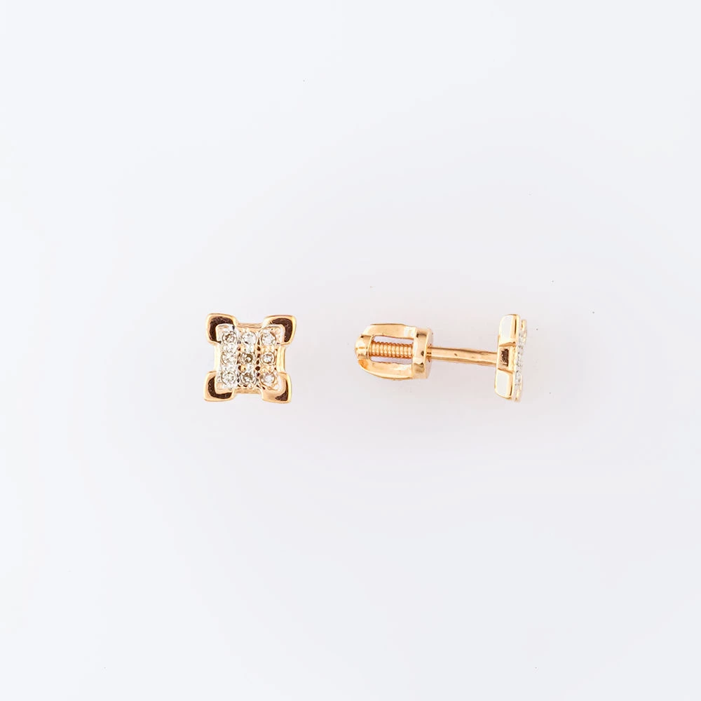 Серьги с бриллиантом из красного золота 585 пробы