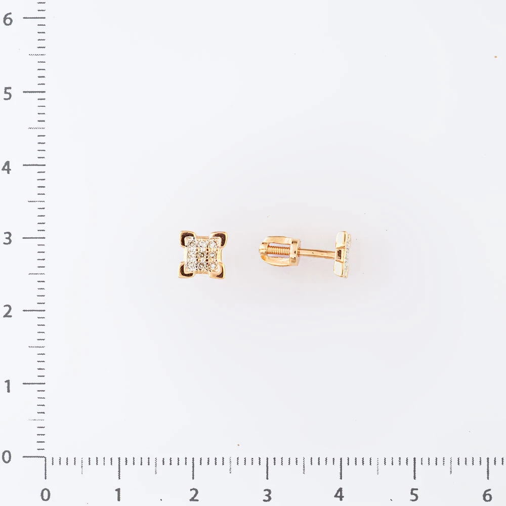 Серьги с бриллиантом из красного золота 585 пробы