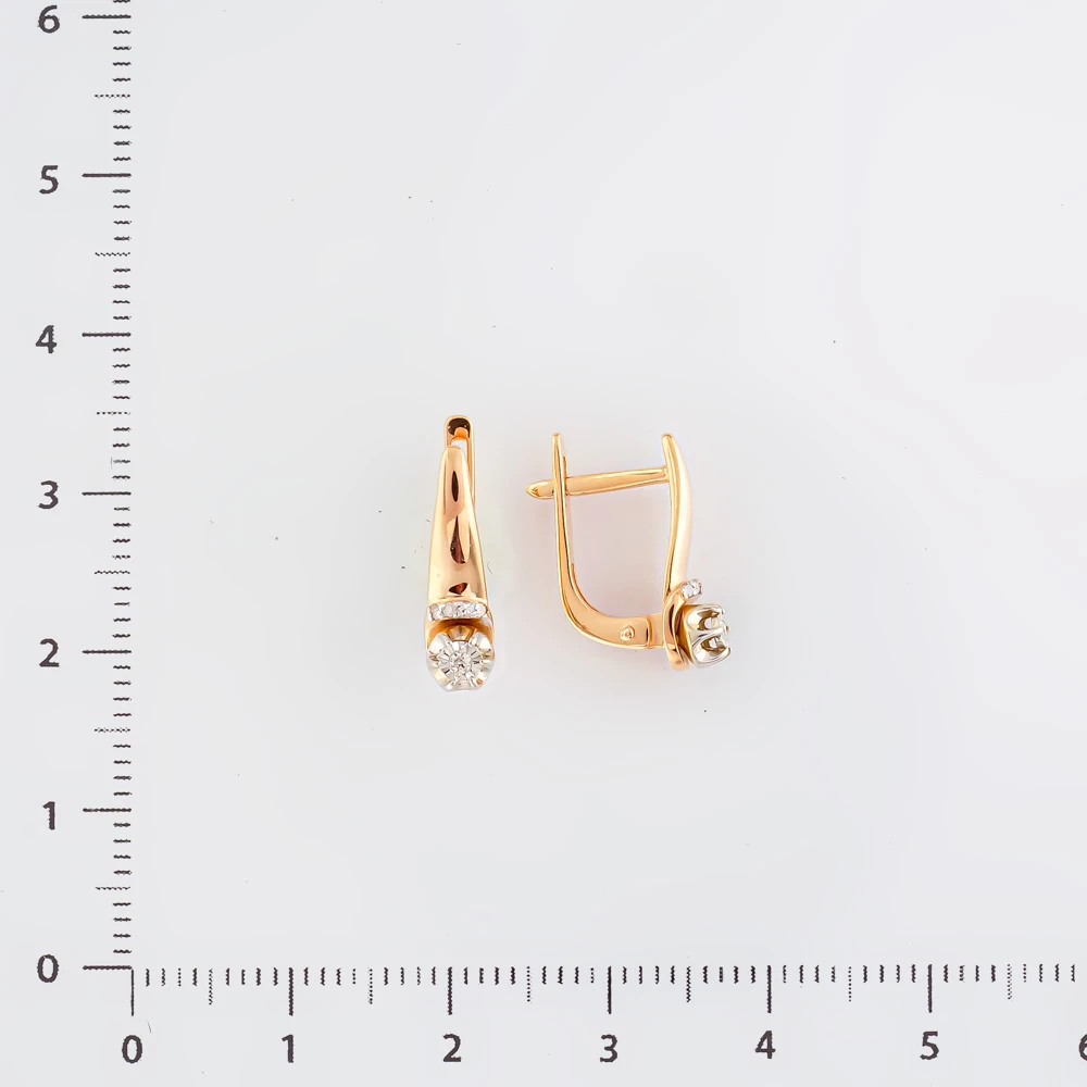 Серьги с бриллиантом из красного золота 585 пробы