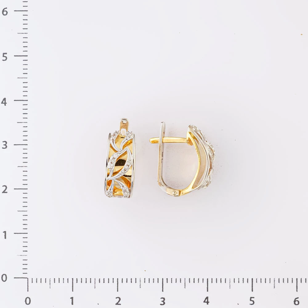 Серьги с бриллиантом из желтого золота 585 пробы