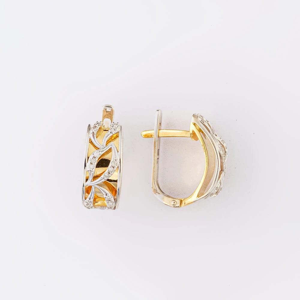 Серьги с бриллиантом из желтого золота 585 пробы