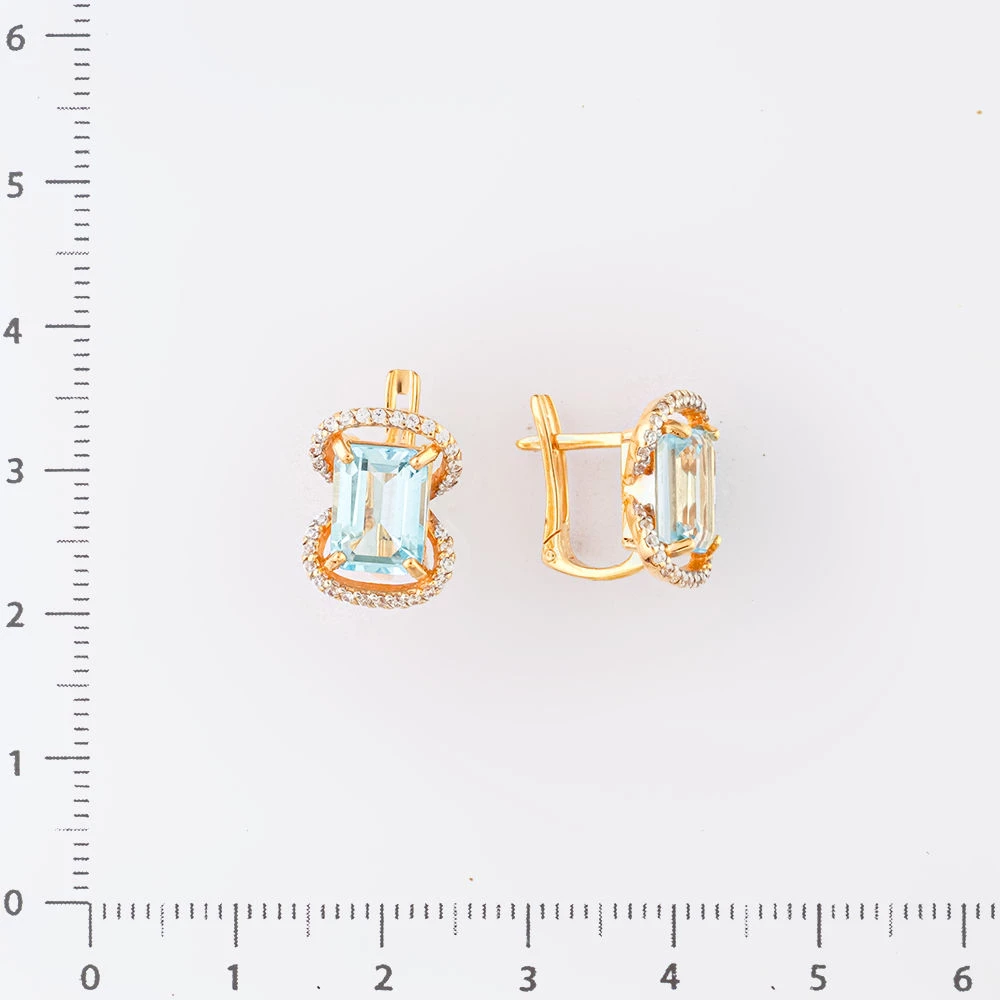 Серьги с топазом из красного золота 585 пробы