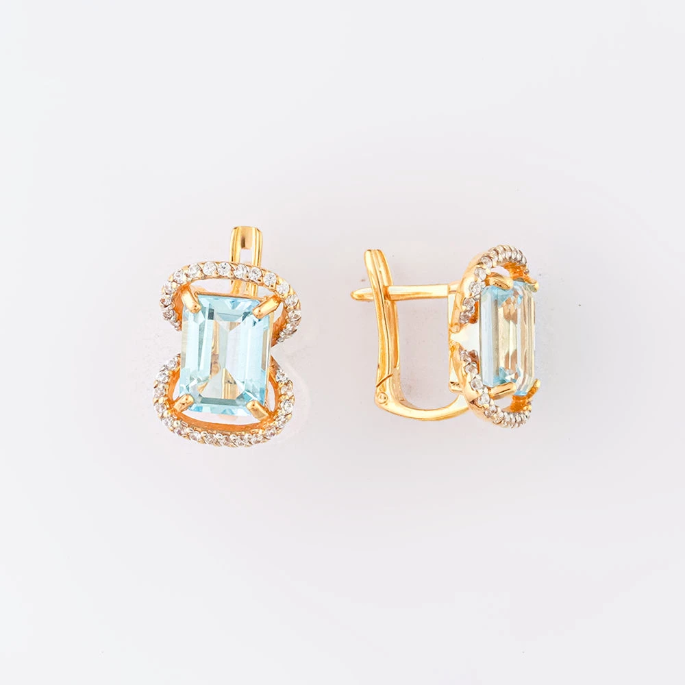 Серьги с топазом из красного золота 585 пробы