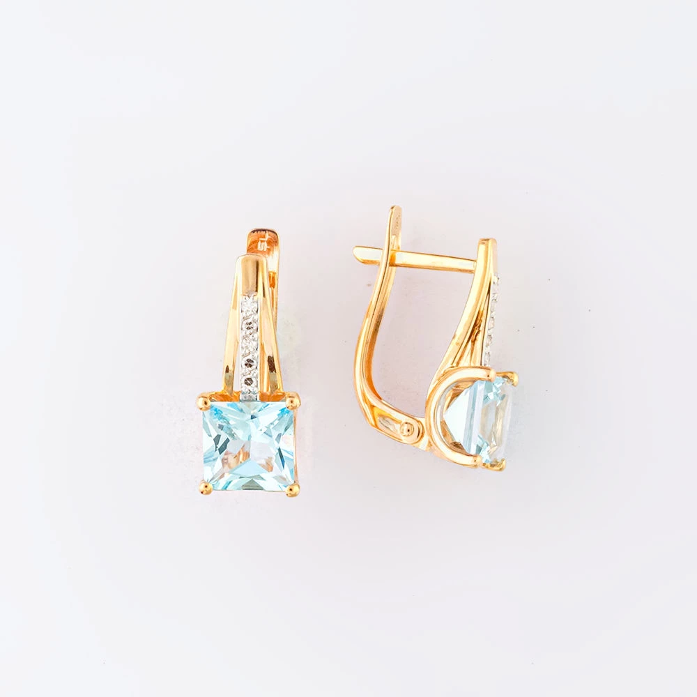 Серьги с ситаллом из красного золота 585 пробы