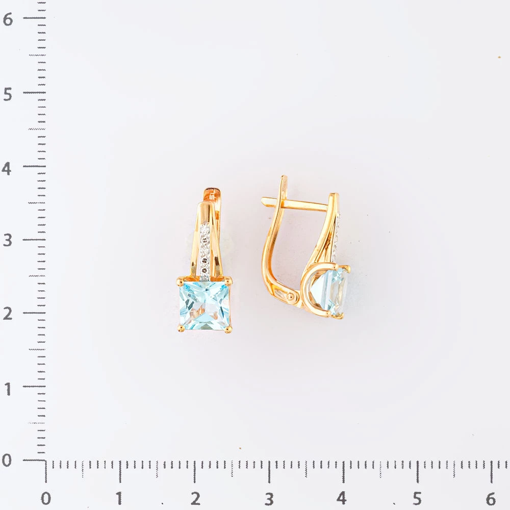 Серьги с ситаллом из красного золота 585 пробы