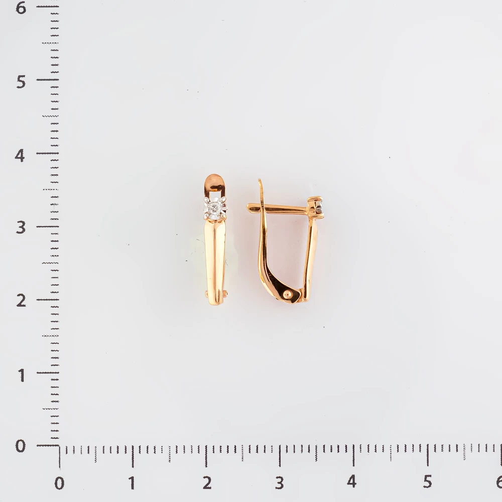 Серьги с бриллиантом из красного золота 585 пробы