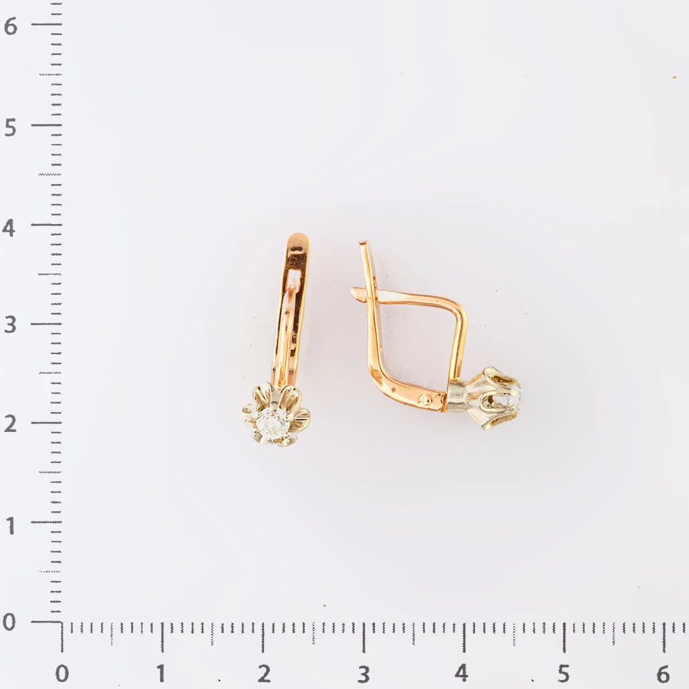 Серьги с фианитом из красного золота 585 пробы