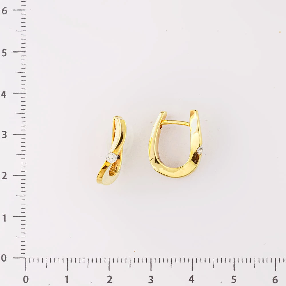 Серьги конго с бриллиантом из желтого золота 585 пробы