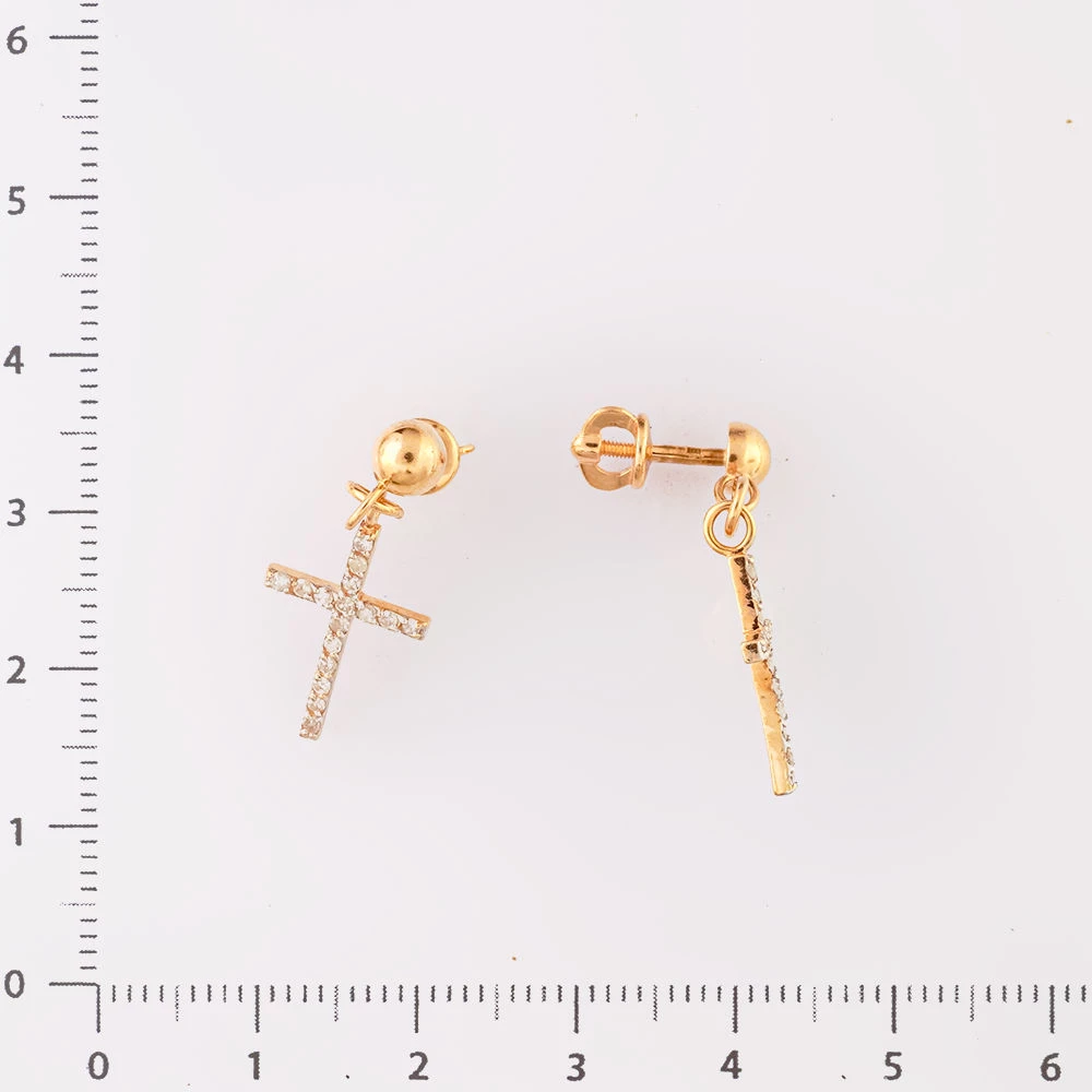 Серьги с бриллиантом из красного золота 585 пробы