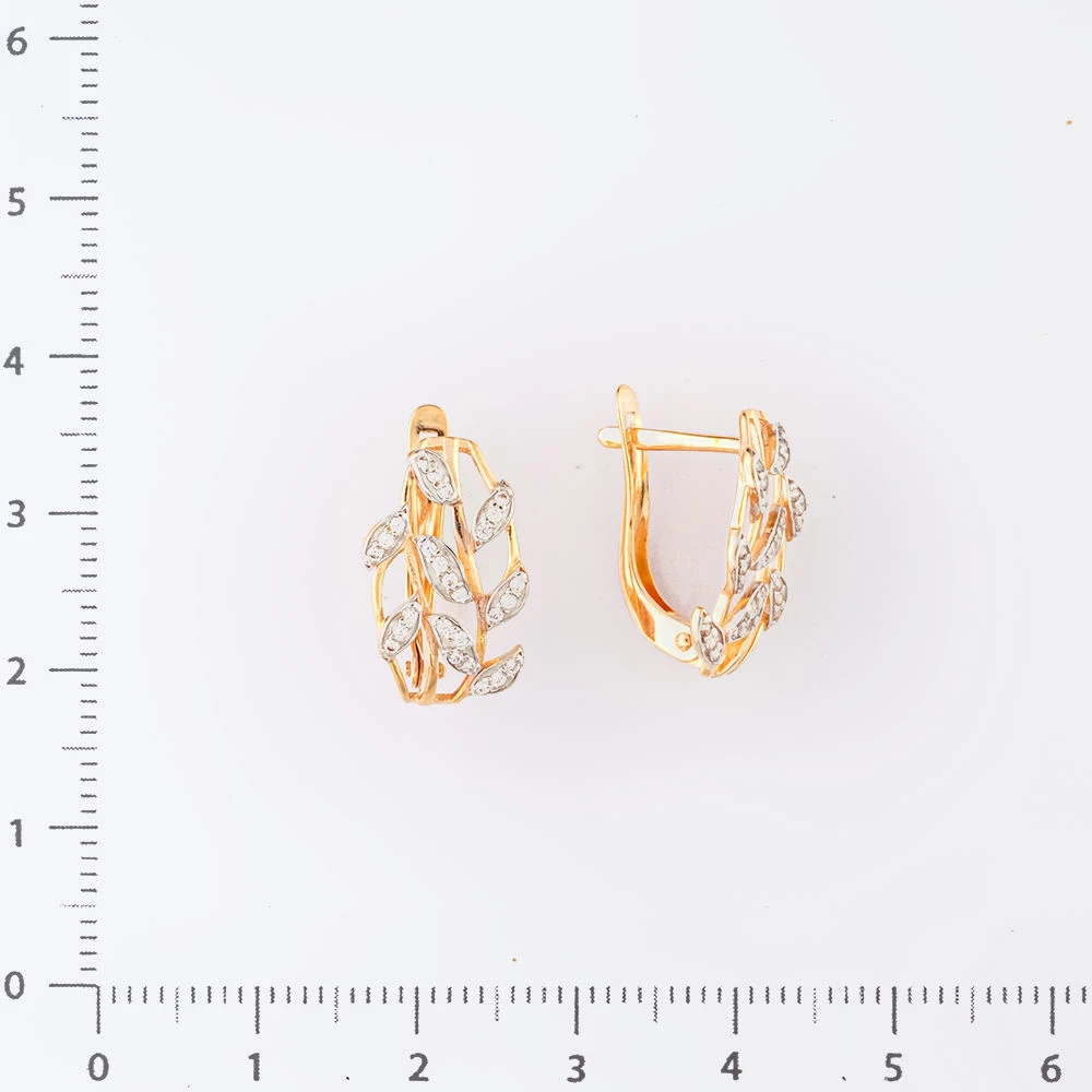 Серьги с фианитом из красного золота 585 пробы