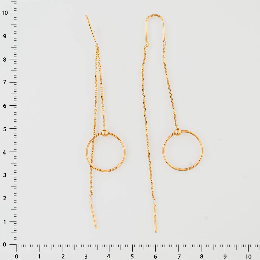 Серьги-продевки из красного золота 585 пробы