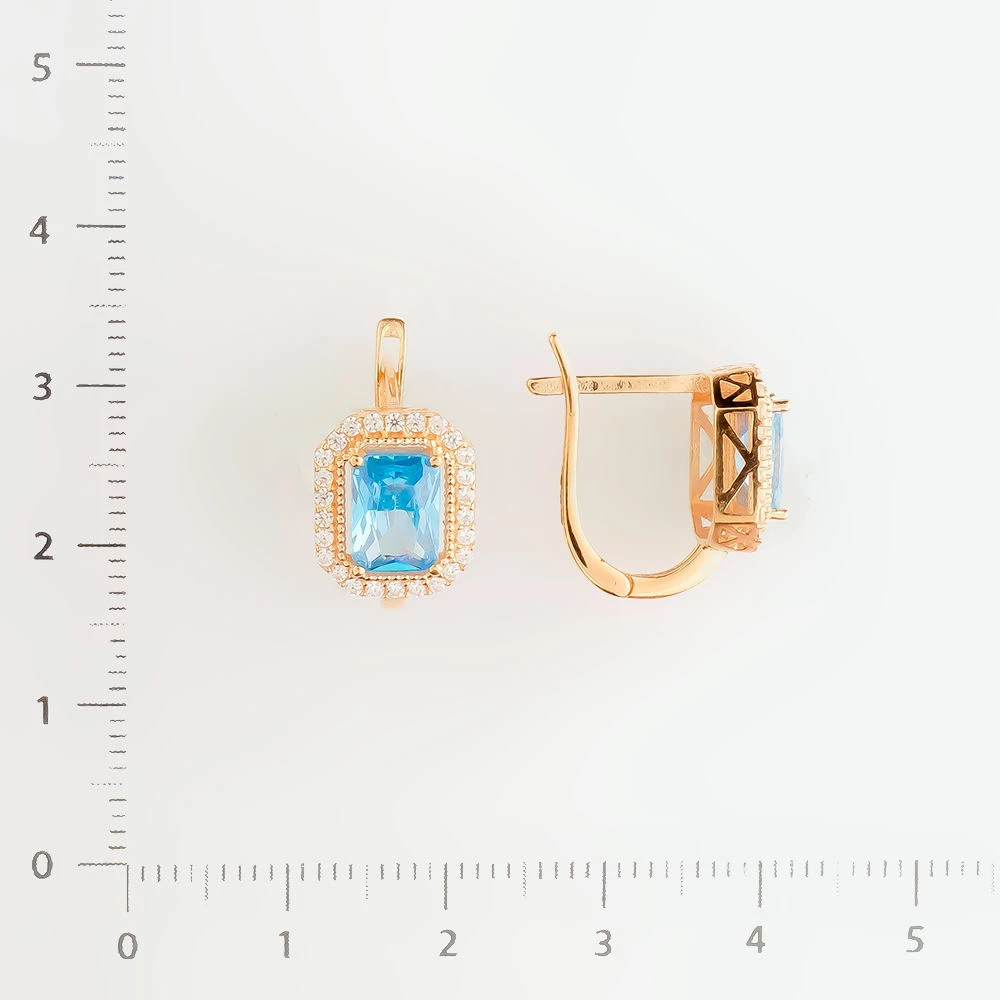 Серьги с топазом из красного золота 585 пробы