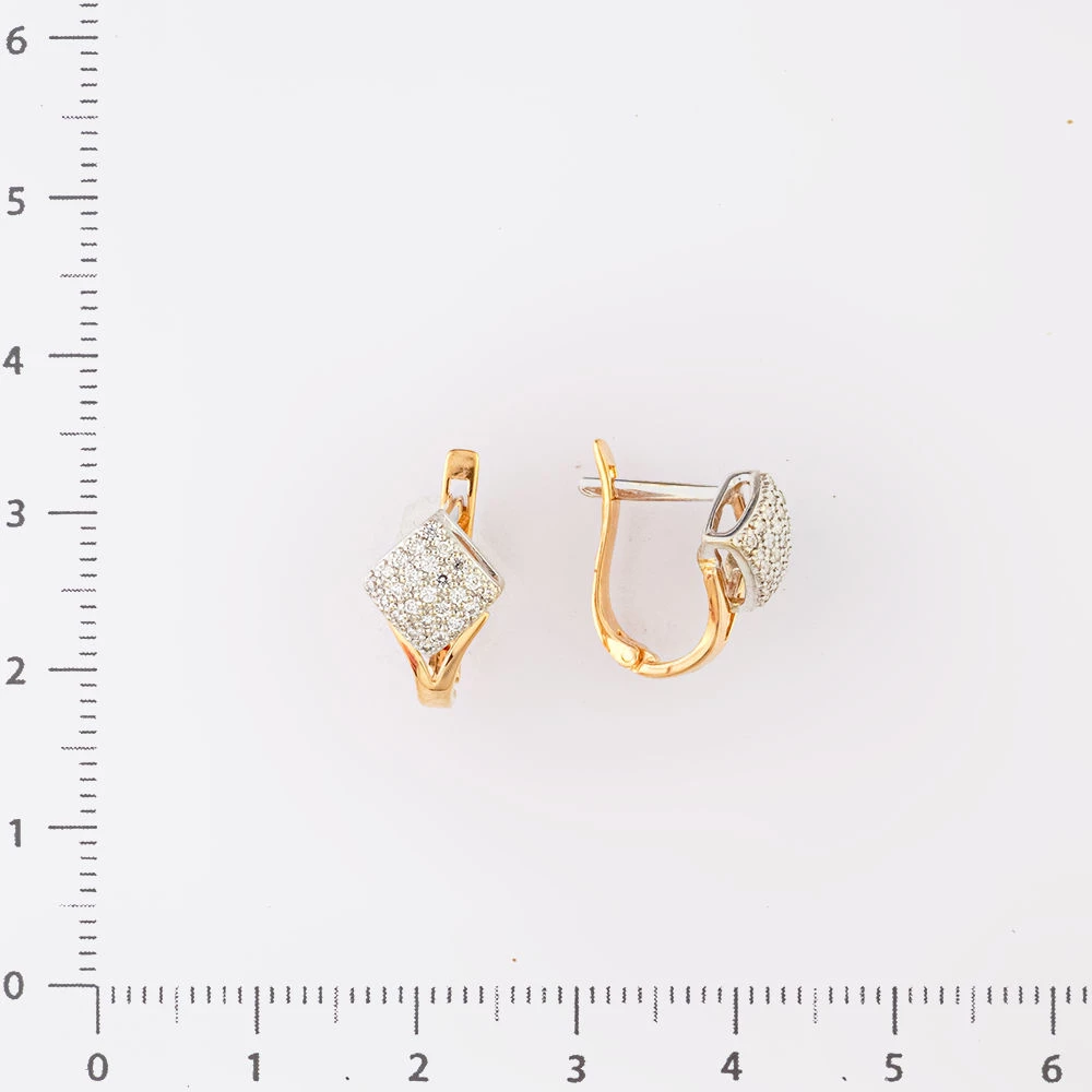 Серьги с фианитом из красного золота 585 пробы