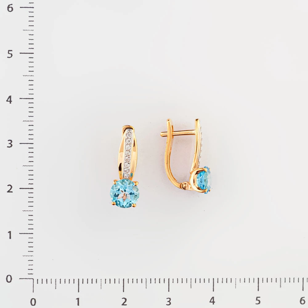 Серьги с топазом из красного золота 585 пробы