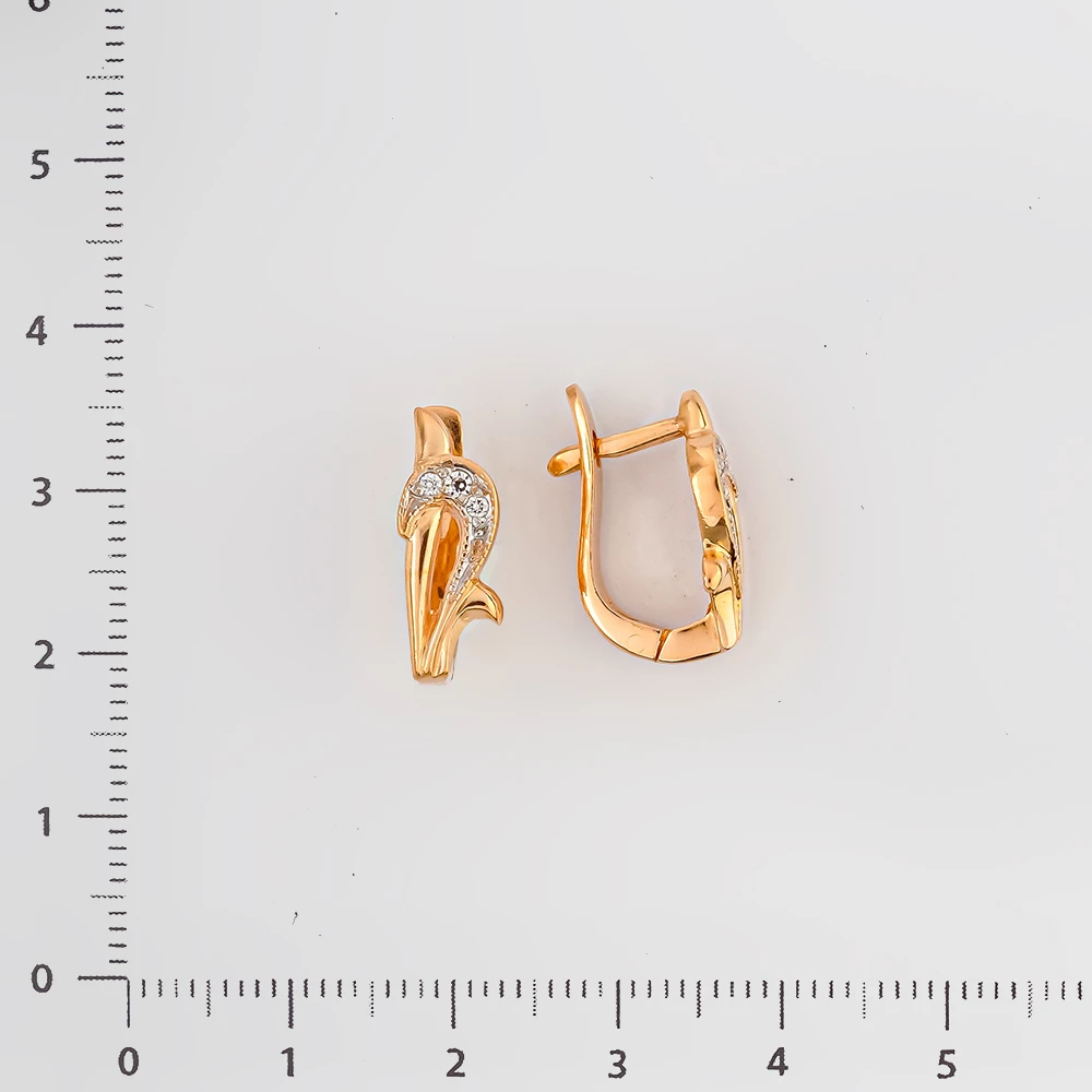 Серьги с фианитом из красного золота 585 пробы
