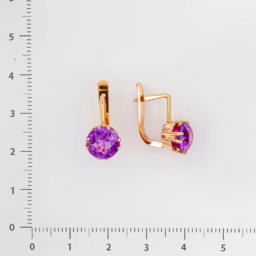 Серьги с фианитом из красного золота 583 пробы