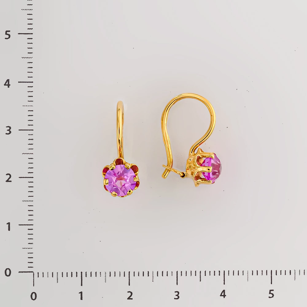 Серьги с фианитом из желтого золота 750 пробы