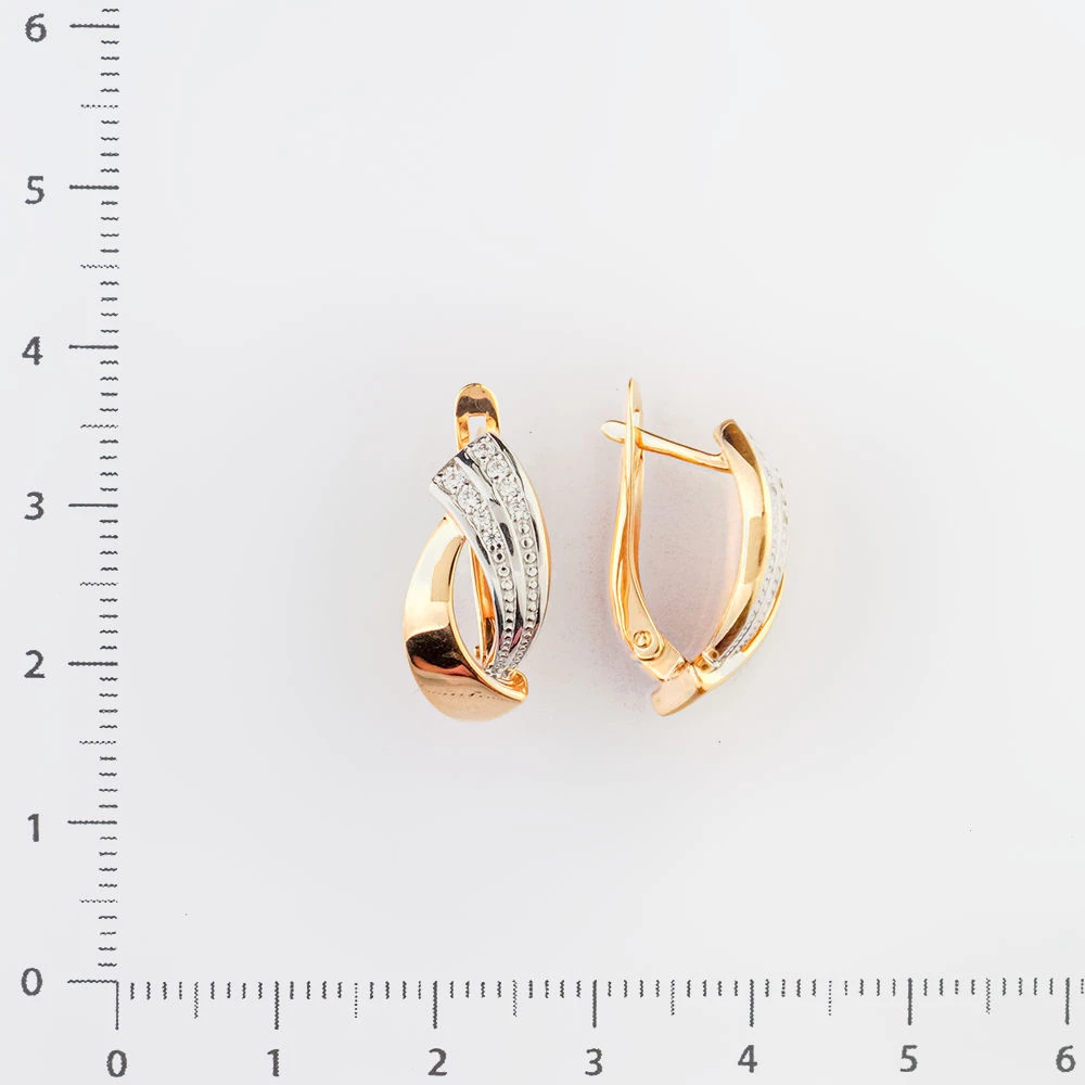 Серьги с фианитом из красного золота 585 пробы