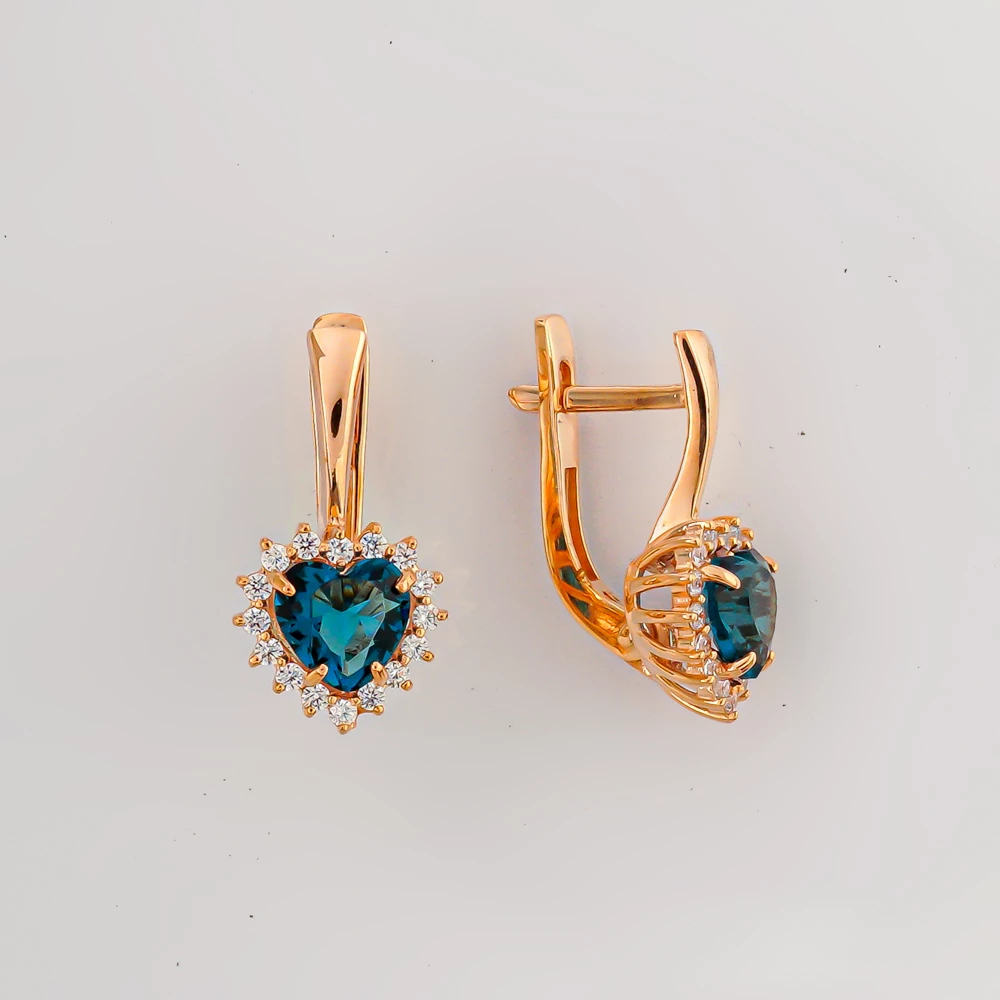 Серьги с топазом лондон из красного золота 585 пробы