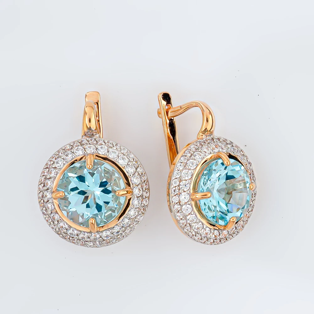 Серьги с топазом из красного золота 585 пробы