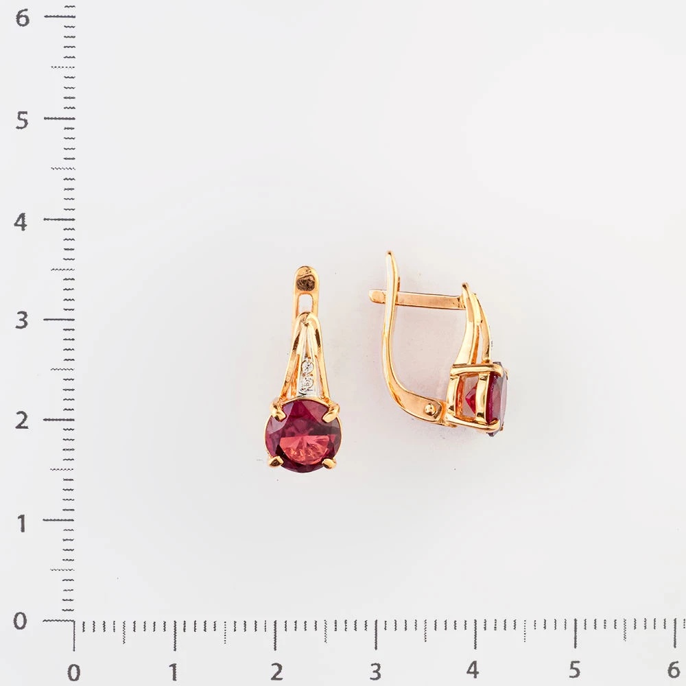 Серьги с гранатом из красного золота 585 пробы