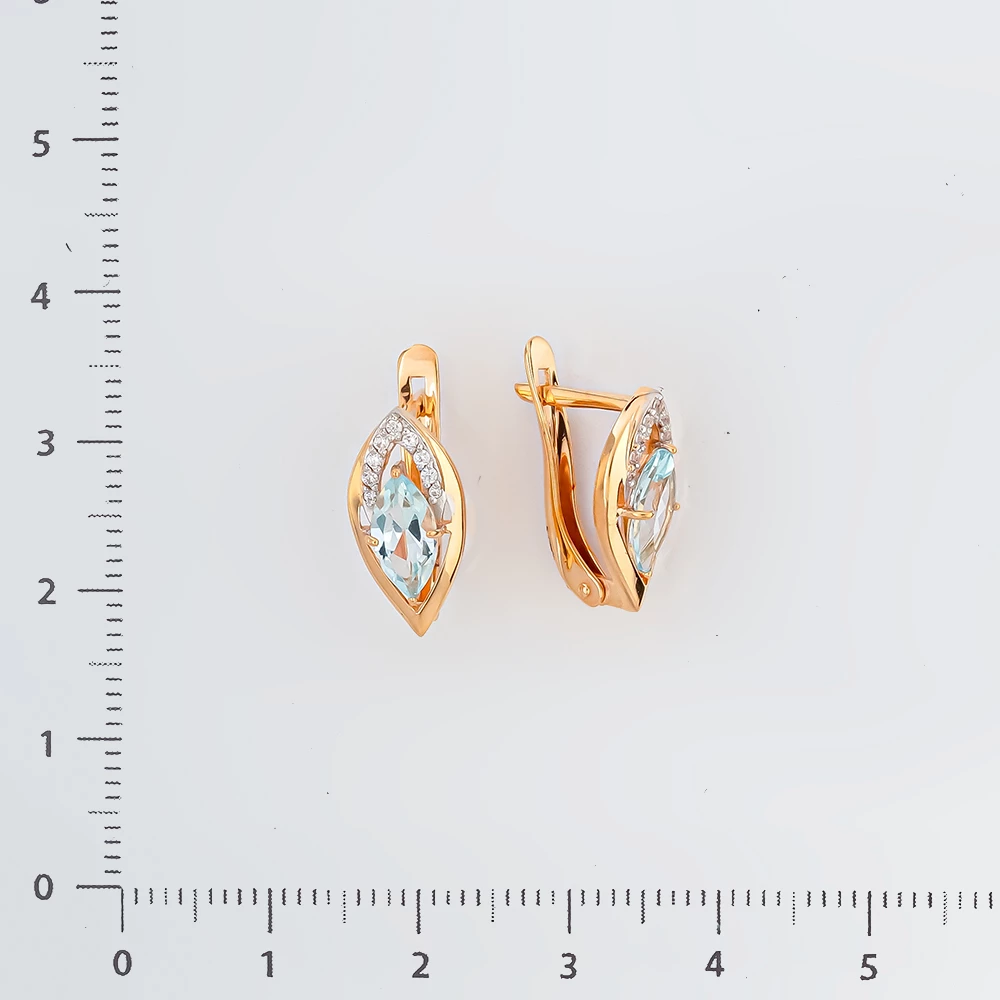 Серьги с топазом из красного золота 585 пробы