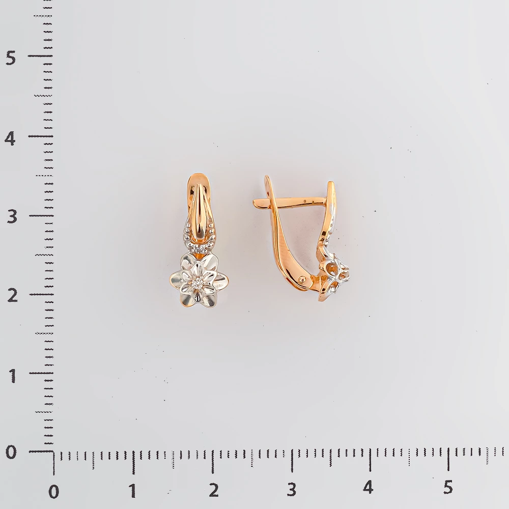 Серьги с бриллиантом из красного золота 585 пробы